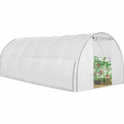 Serre de jardin blanche 18 m² avec 2 côtés relevables 6x3x2m*IDMarket Outlet