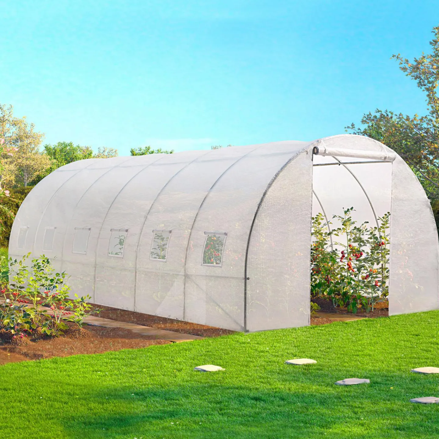 Serre de jardin blanche 18 m² 3x6 m*IDMarket Clearance