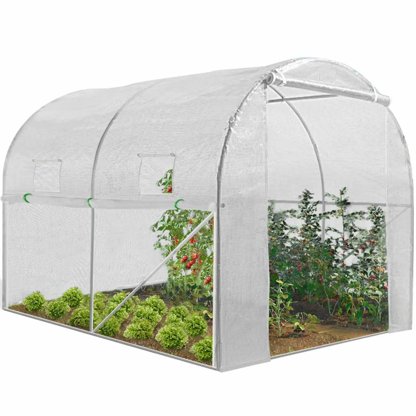 Serre de jardin tunnel blanche 6m2*IDMarket Discount