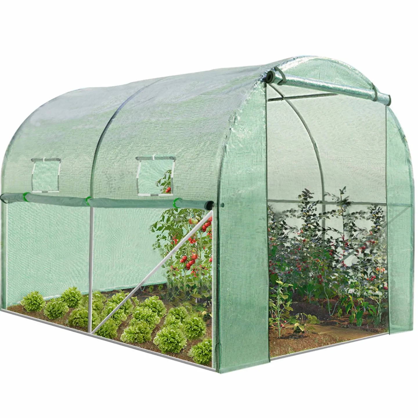 Serre de jardin verte 6m² avec 2 fenêtres*IDMarket