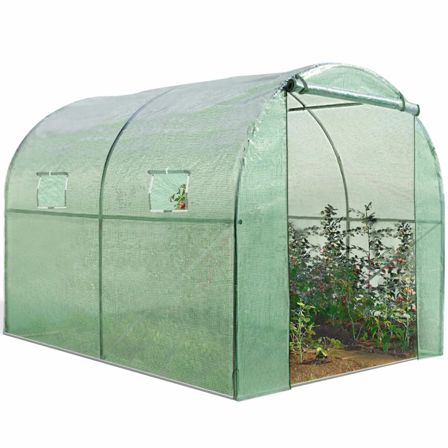 Serre de jardin verte 6m² avec 2 fenêtres*IDMarket