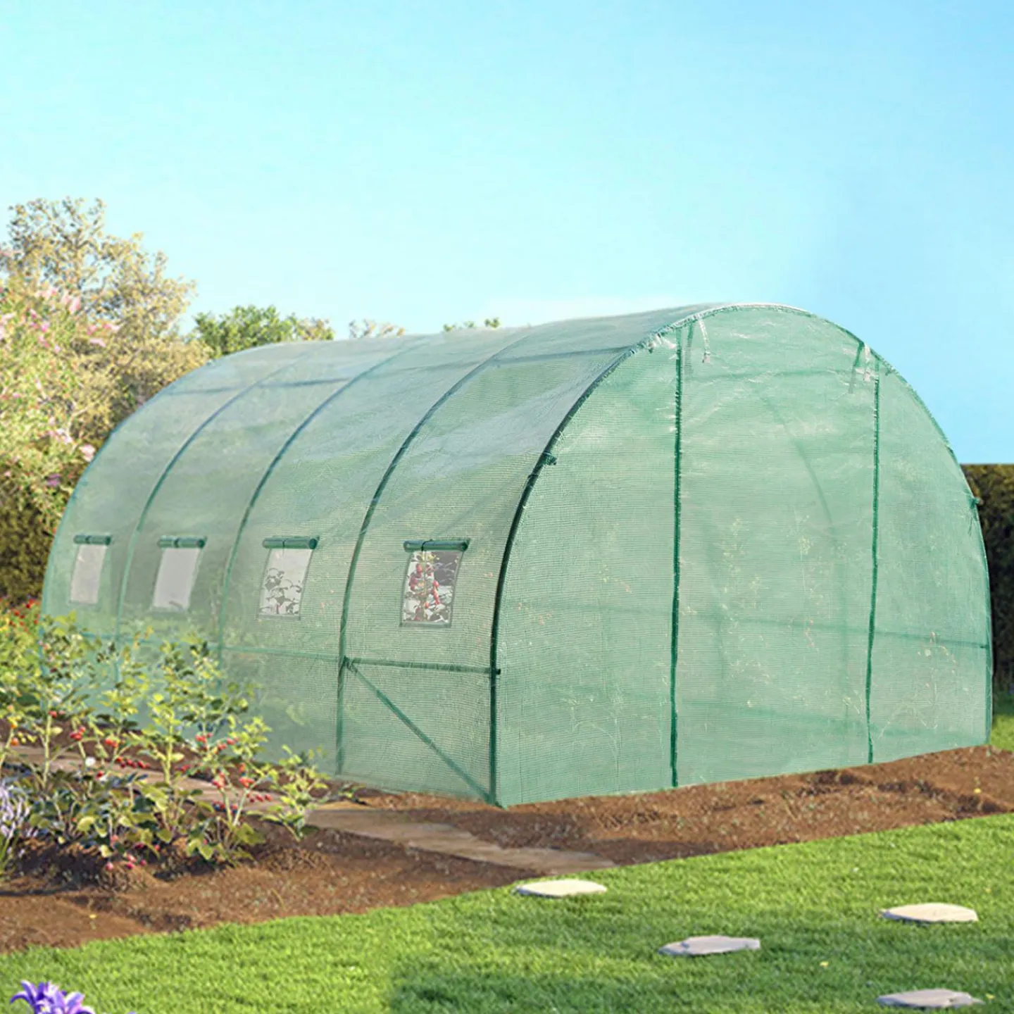 Serre de jardin verte 12m² 3x4m*IDMarket Clearance