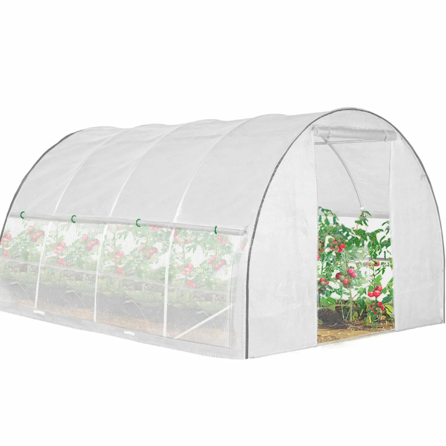 Serre tunnel de jardin 12M² blanche relevable avec moustiquaire*IDMarket Best