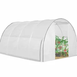 Serre tunnel de jardin 12M² blanche relevable avec moustiquaire*IDMarket Best