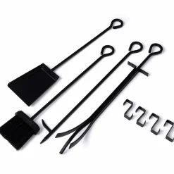 Serviteur range bûche intérieur en acier noir*IDMarket Online