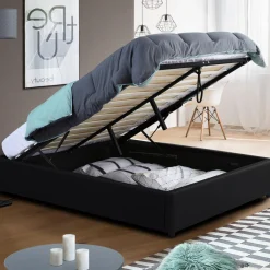Sommier coffre de rangement 140x190 cm noir*IDMarket Discount