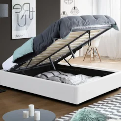 Sommier coffre de rangement 160x200 cm blanc*IDMarket Outlet