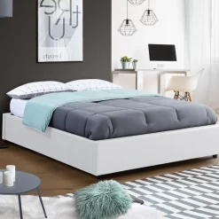 Sommier coffre de rangement 160x200 cm blanc*IDMarket Outlet