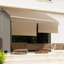 Store banne manuel 4x3 m taupe avec lambrequin de 150 cm*IDMarket New