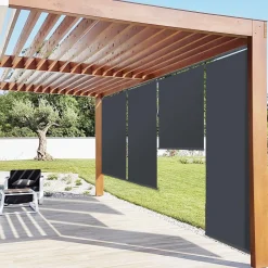Store enrouleur vertical gris pour pergola*IDMarket Best