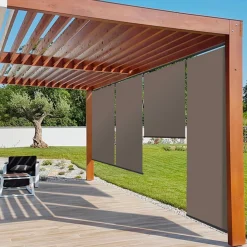 Stores enrouleurs verticaux pour pergola couleur taupe*IDMarket New