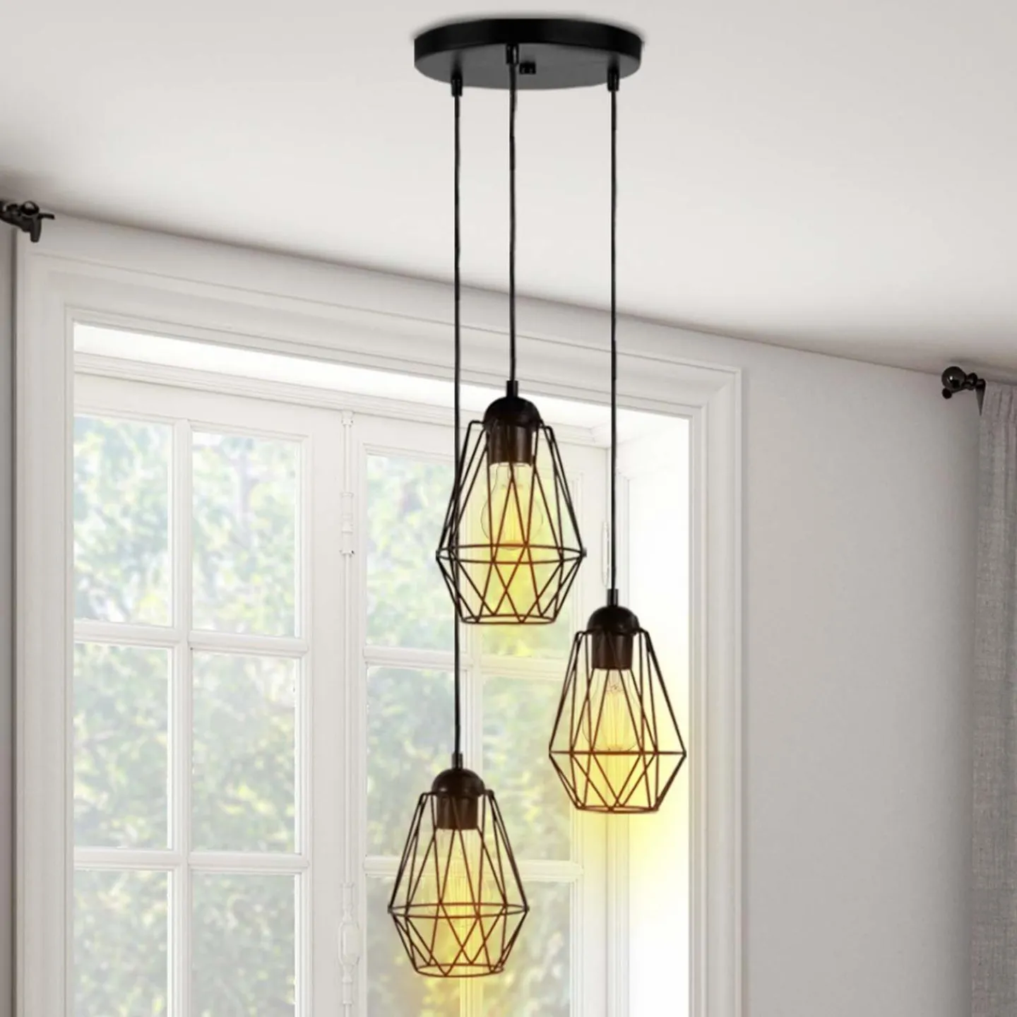 Suspension lampes forme diamant*IDMarket
