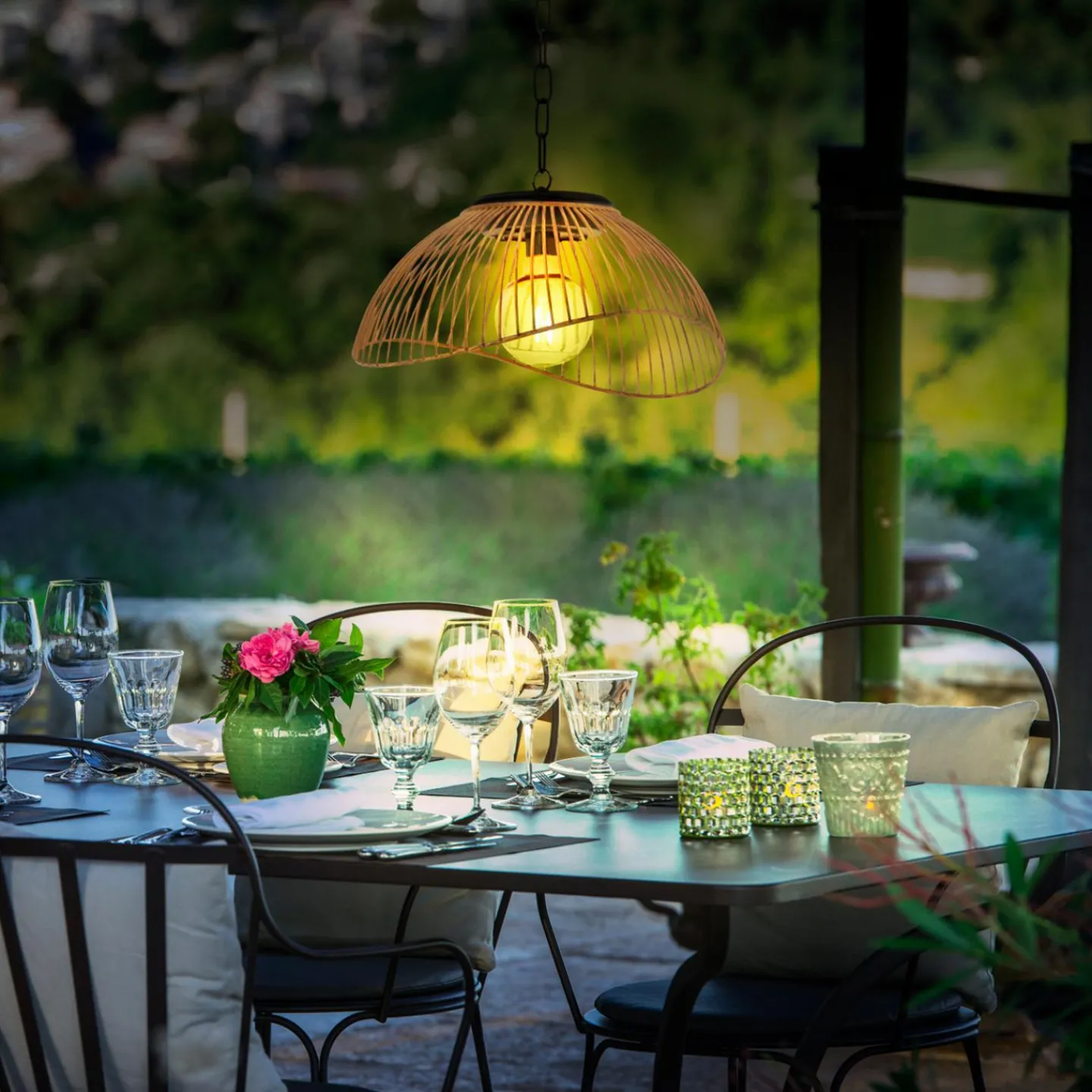 Suspension solaire extérieur métal et effet rotin*IDMarket Discount