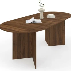 Table à manger extensible ovale MARTHE 6 -10 personnes noyer*IDMarket Sale