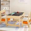 Table à dessin réversible pour enfant avec 2 chaises et bacs de rangement*IDMarket Discount
