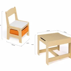 Table à dessin réversible pour enfant avec 2 chaises et bacs de rangement*IDMarket Discount