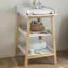Table à langer avec 2 étagères façon hêtre et blanc*IDMarket Hot