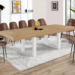 Table à manger 10 à 12 personnes bois et blanc*IDMarket Clearance