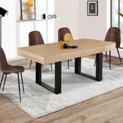 Table à manger 4 à 8 personnes bois et noir*IDMarket Outlet