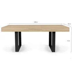 Table à manger 4 à 8 personnes bois et noir*IDMarket Outlet