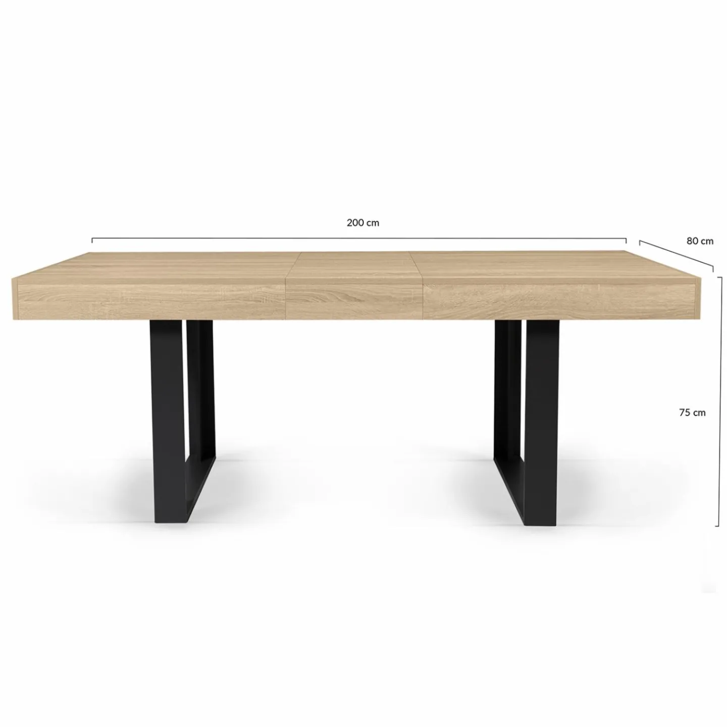 Table à manger 4 à 8 personnes bois et noir*IDMarket Outlet