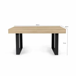 Table à manger 4 à 8 personnes bois et noir*IDMarket Outlet