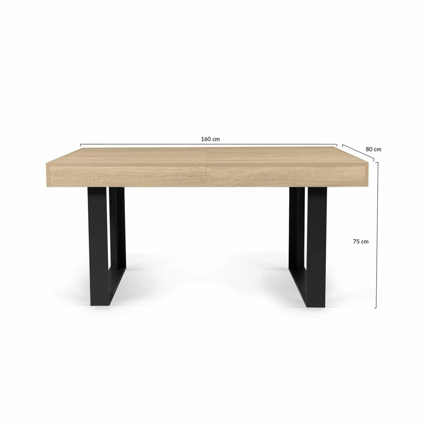 Table à manger 4 à 8 personnes bois et noir*IDMarket Outlet