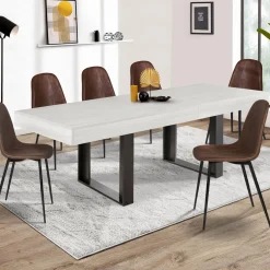 Table à manger 4 à 8 personnes bois gris et pieds gris foncé*IDMarket Hot