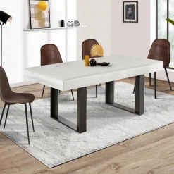 Table à manger 4 à 8 personnes bois gris et pieds gris foncé*IDMarket Hot