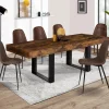 Table à manger 4 à 8 personnes bois effet vieilli et pieds noirs*IDMarket