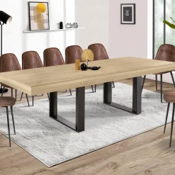 Table à manger 10 à 12 personnes bois et noir*IDMarket Sale