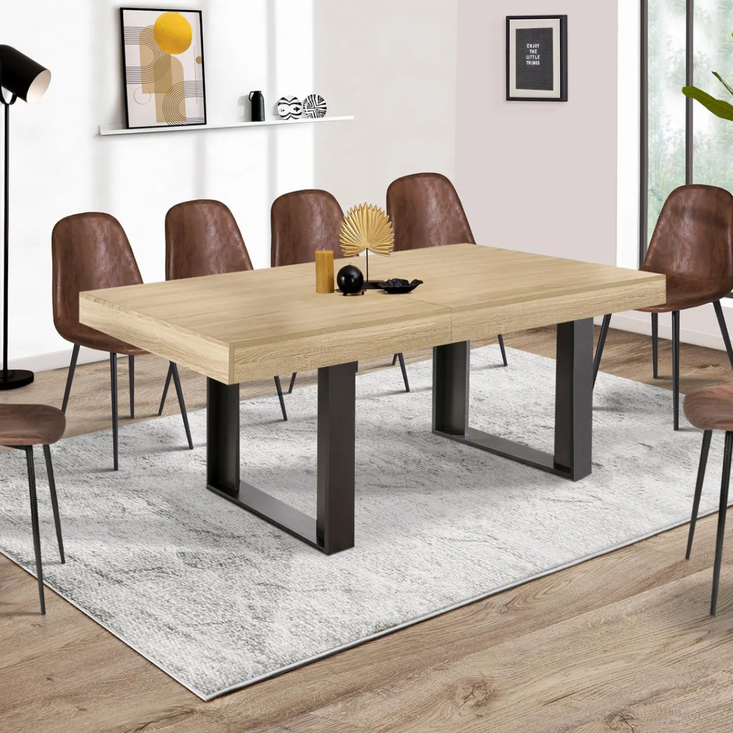 Table à manger 10 à 12 personnes bois et noir*IDMarket Sale