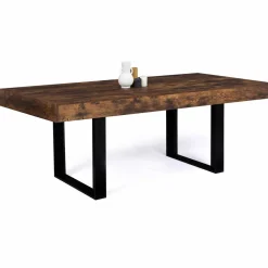 Table à manger 200 cm 10 personnes bois effet vieilli et noir*IDMarket Discount