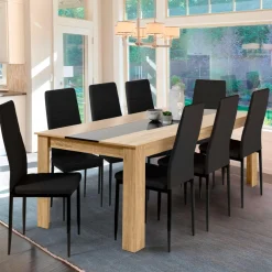 Table à manger 8 personnes hêtre et noire*IDMarket New