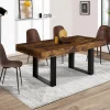 Table à manger 6 personnes bois effet vieilli et noir*IDMarket Outlet