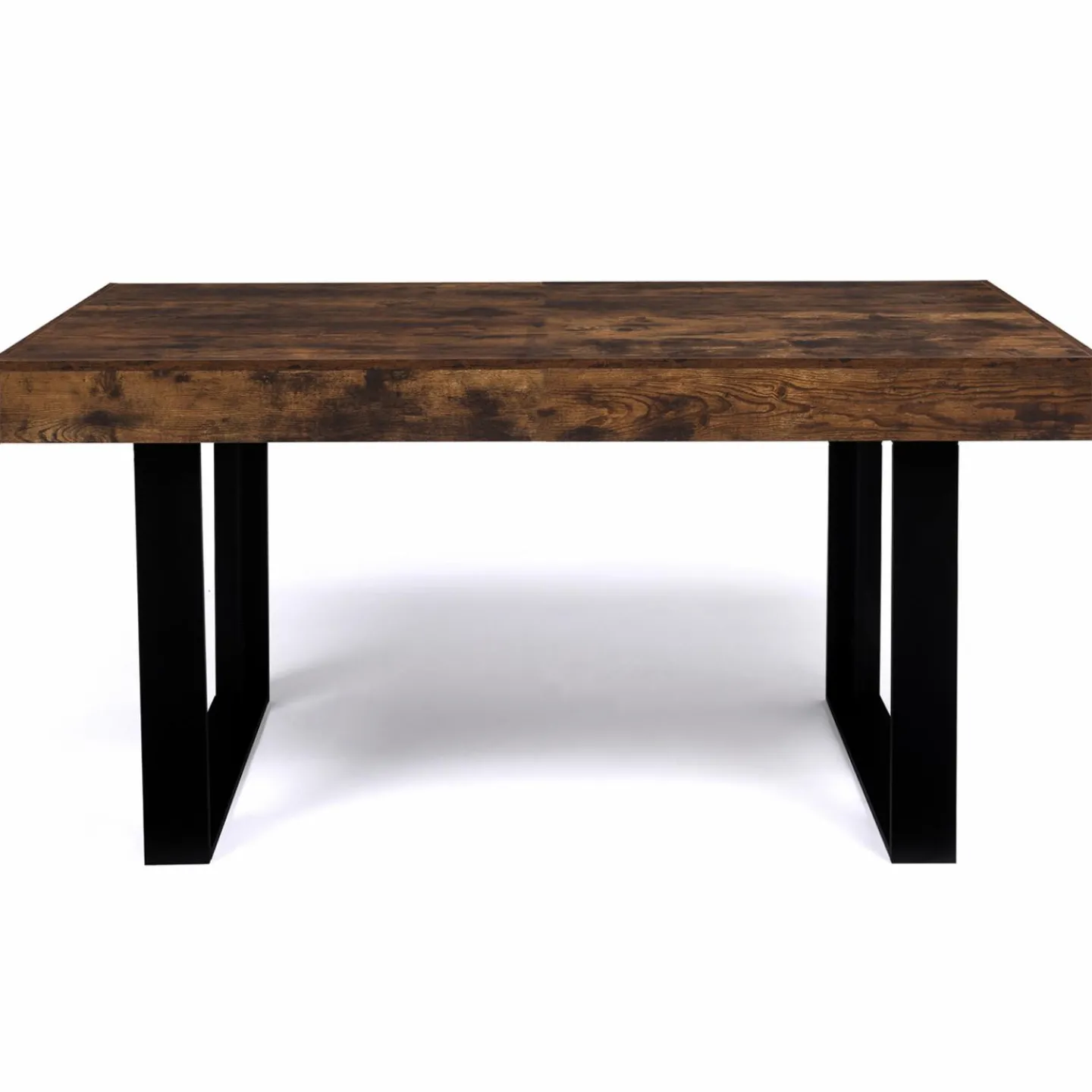 Table à manger 6 personnes bois effet vieilli et noir*IDMarket Outlet