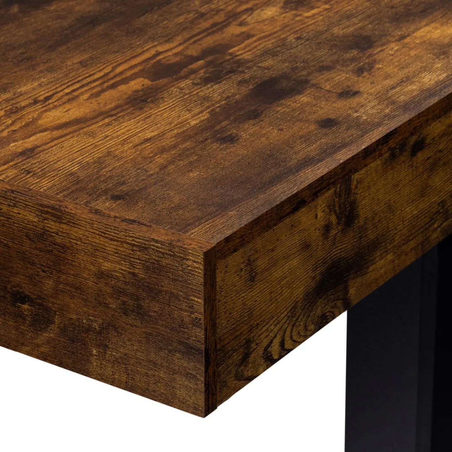 Table à manger 6 personnes bois effet vieilli et noir*IDMarket Outlet