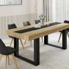 Table à manger 10 personnes en bois avec bande centrale noire*IDMarket