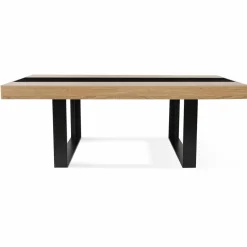 Table à manger 10 personnes en bois avec bande centrale noire*IDMarket