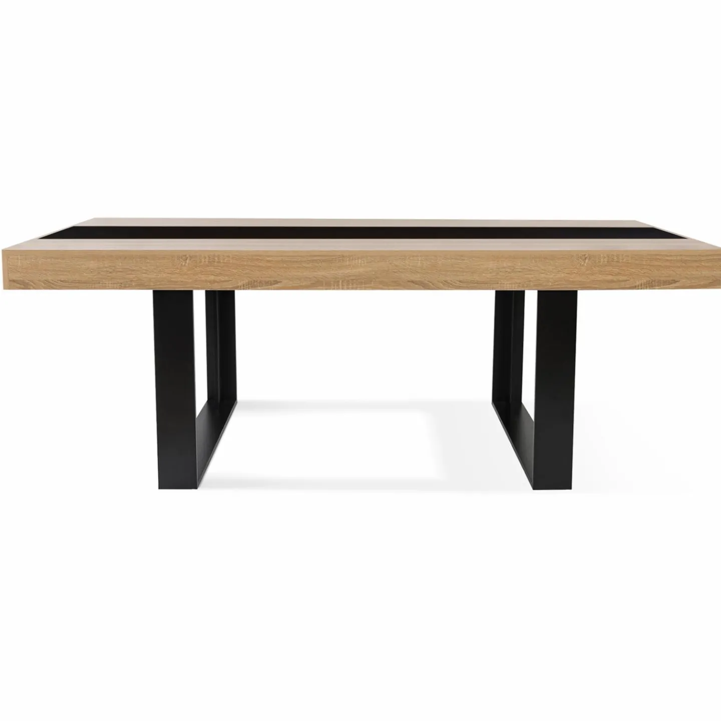 Table à manger 10 personnes en bois avec bande centrale noire*IDMarket