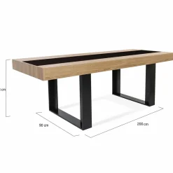 Table à manger 10 personnes en bois avec bande centrale noire*IDMarket
