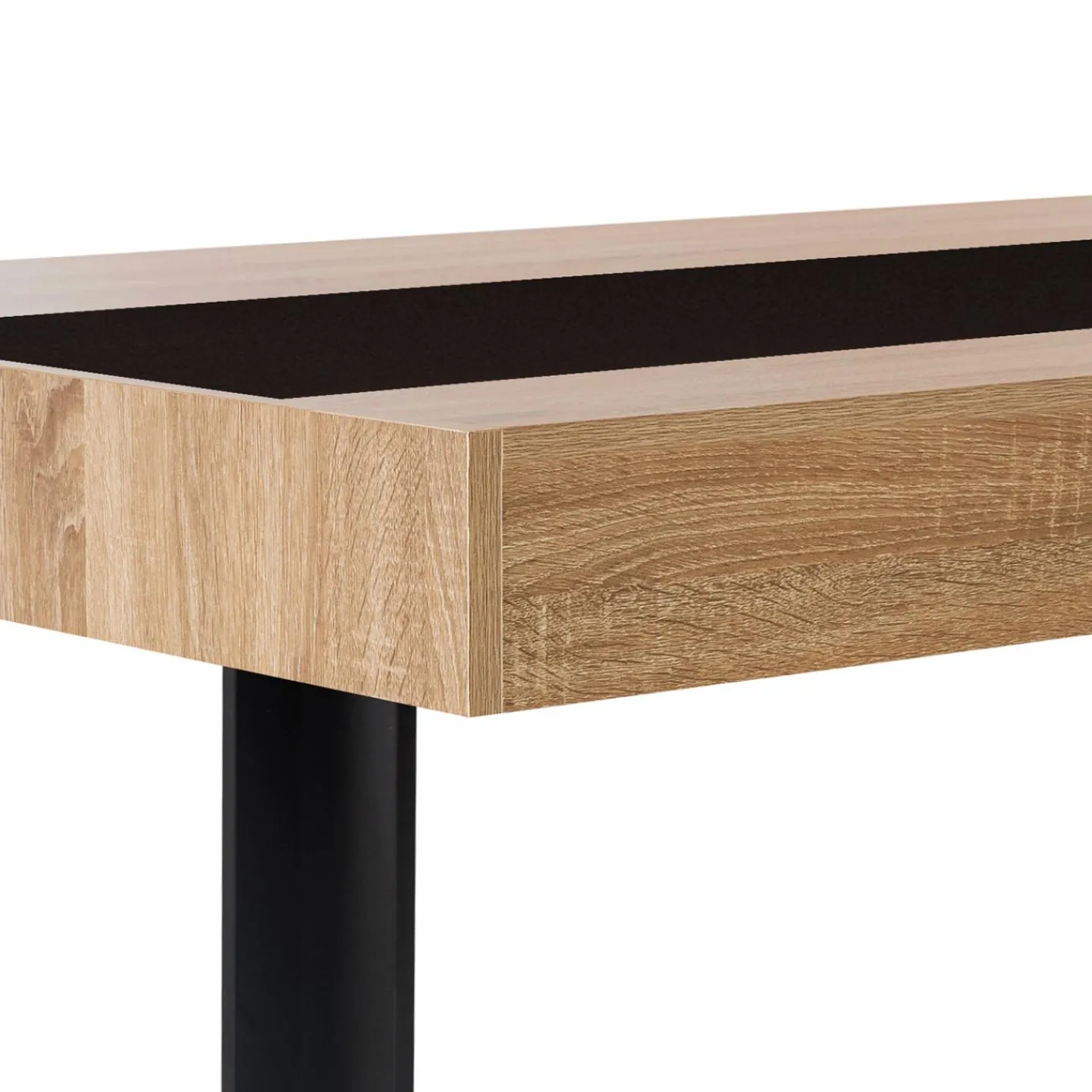 Table à manger 10 personnes en bois avec bande centrale noire*IDMarket