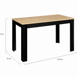 Table à manger 110 X 70 cm noir et bois*IDMarket Online