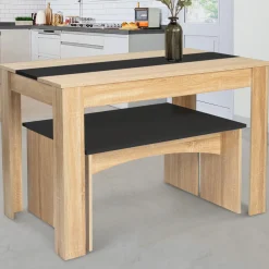Table à manger avec banc en bois*IDMarket New