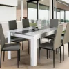 Table à manger blanche et grise 140 cm avec 6 chaises grises*IDMarket New