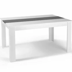 Table à manger blanche et grise 140 cm avec 6 chaises grises*IDMarket New