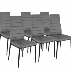 Table à manger blanche et grise 140 cm avec 6 chaises grises*IDMarket New