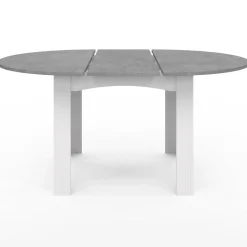 Table à manger blanche et plateau effet béton extensible ronde*IDMarket
