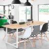 Table à manger blanche et bois extensible style industriel*IDMarket Outlet