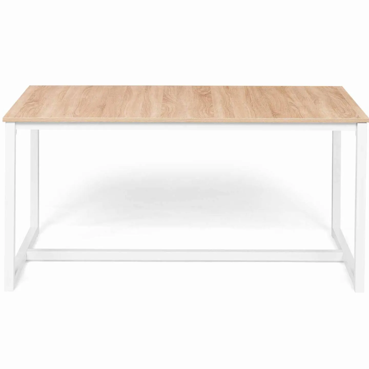 Table à manger blanche et bois extensible style industriel*IDMarket Outlet